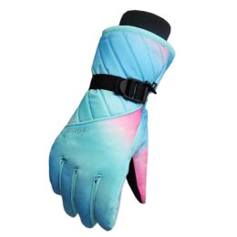 Women Snowboarding Gloves Warm Waterproof Ski Gloves Cycling Gloves, B