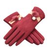 Outdoor Thicken Cycling Driving iPhone Gloves Warm Velvet Fashion Touchscreen Gloves For Women-Wine Red01