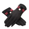 Outdoor Thicken Cycling Driving iPhone Gloves Warm Velvet Fashion Touchscreen Gloves For Women-Black01