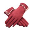 Outdoor Thicken Cycling Driving iPhone Gloves Warm Velvet Fashion Touchscreen Gloves For Women-Wine Red02
