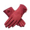 Outdoor Thicken Cycling Driving iPhone Gloves Warm Velvet Fashion Touchscreen Gloves For Women-Wine Red03