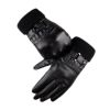 Touchscreen Gloves Leather Fashion Windproof Warm Velvet Driving iPhone Gloves For Men-Black