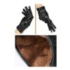 Touchscreen Gloves Leather Fashion Windproof Warm Velvet Driving iPhone Gloves For Women-Black