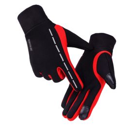 Windproof Touchscreen Gloves Elestic Warm Velvet Cycling Climbing iPhone Gloves Size L-Red