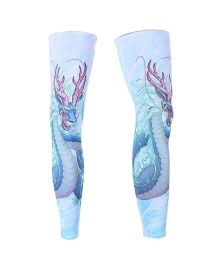 UV Protection Breathable Sports Sleeves Full Compression Leg Sleeves Dragon (A)