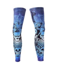 UV Protection Breathable Sports Sleeves Full Compression Leg Sleeves Skulls (D)