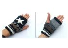 Mens Winter Half-finger Knitted Gloves Workout/Exercise Thick Gloves Dark Blue