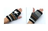 Mens Winter Half-finger Knitted Gloves Workout/Exercise Thick Gloves Black