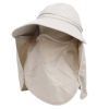 Wide Brim Womens Detachable Neck Cover Sun Flap Cap Summer Hat Face Mask UPF 50+