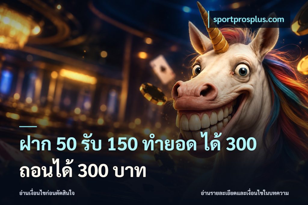 ฝาก 50 รับ 150 ทํายอด ได้ 300 ถอนได้ 300 บาท
