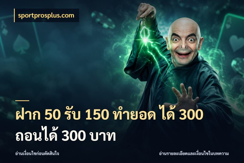 ฝาก 50 รับ 150 ทํายอด ได้ 300 ถอนได้ 300 บาท ยอดฝากและยอดรับในมุมของคนชอบลุ้น สไตล์ sportprosplus.com