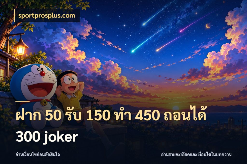 ฝาก 50 รับ 150 ทํา 450 ถอนได้ 300 joker sportprosplus.com โปรยอดรับที่สายเกมสนใจ