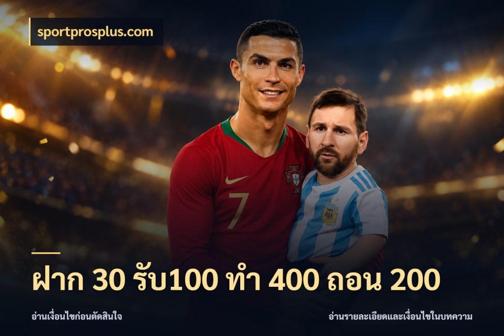 ฝาก 30 รับ100 ทํา 400 ถอน 200 สีสันของโปรฝากและยอดรับ สไตล์ sportprosplus.com